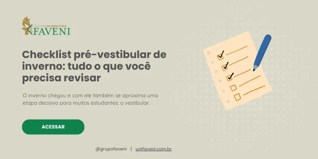 Checklist pré vestibular de inverno tudo o que você precisa revisar
